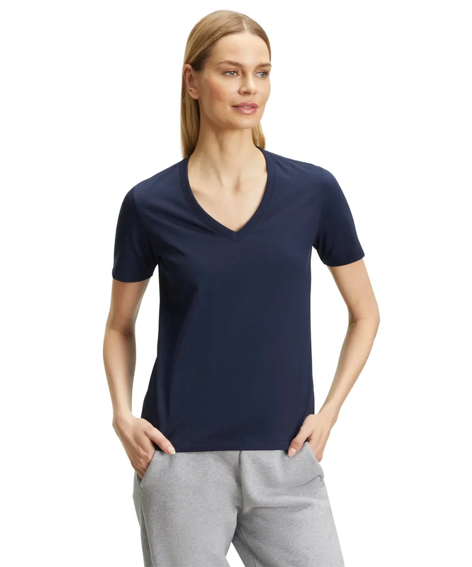 falke-true-motion-basic-v-neck-t-shirt-damen-schwarz-baumwolle image 1