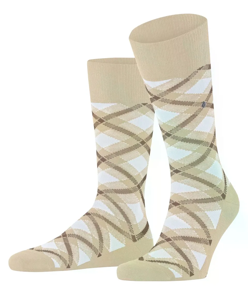 burlington-tartan-socken-beige-cream-baumwolle-karo image 1