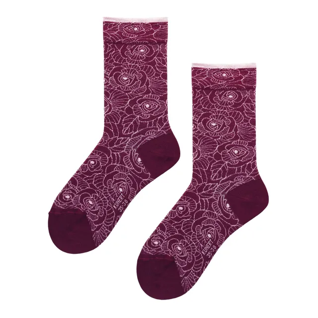 kunert-raffinesse-fantastic-rose-socken-grand-wine-blumenmuster image 1