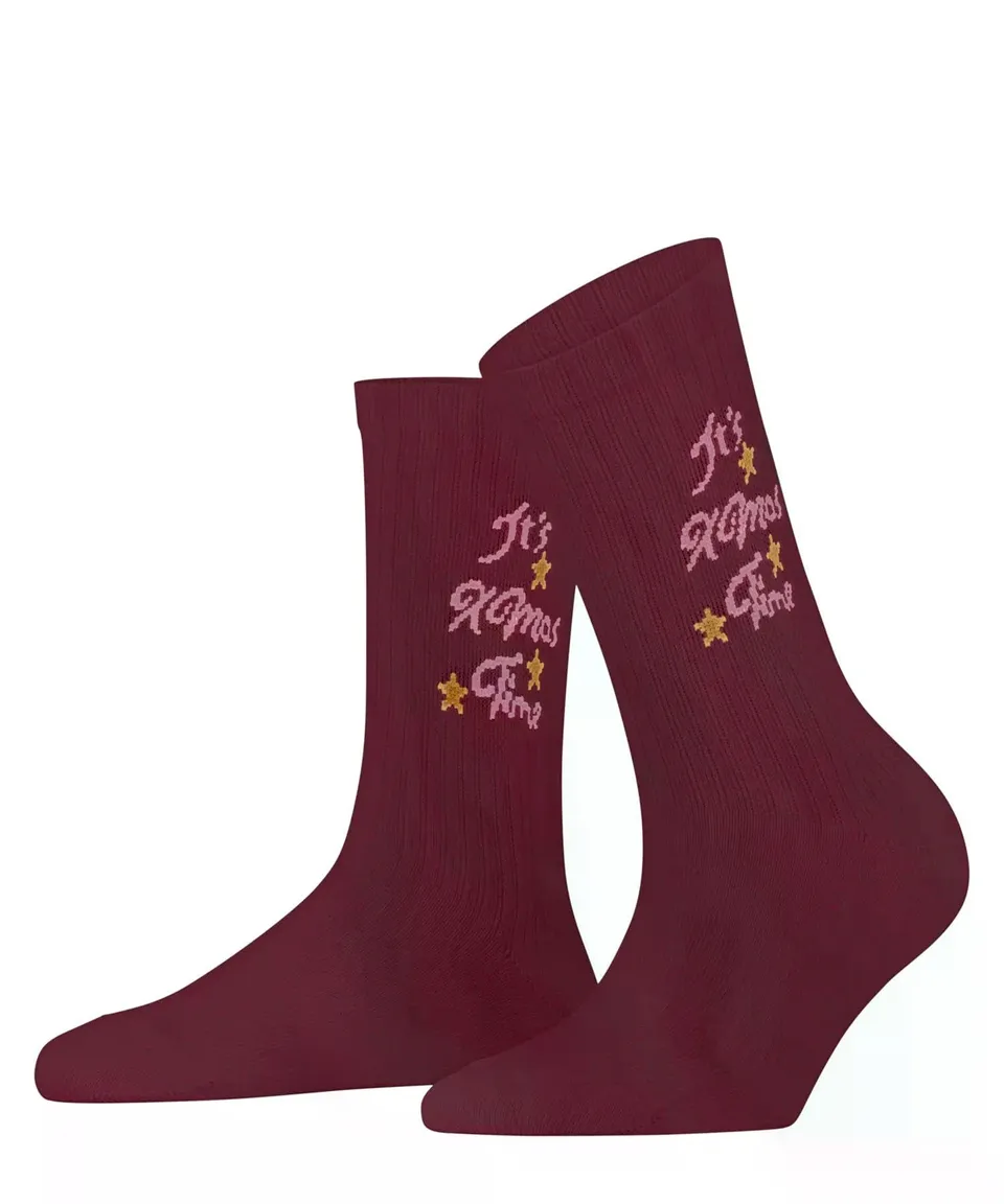 burlington-x-mas-rib-damensocken-baumwolle-rot-wine-8010 image 1