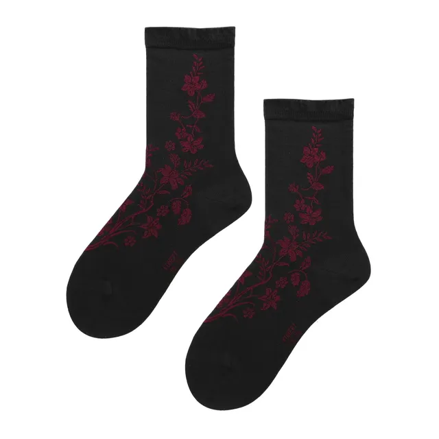 kunert-raffinesse-magical-flower-socken-black-35-38-blumenmuster image 1