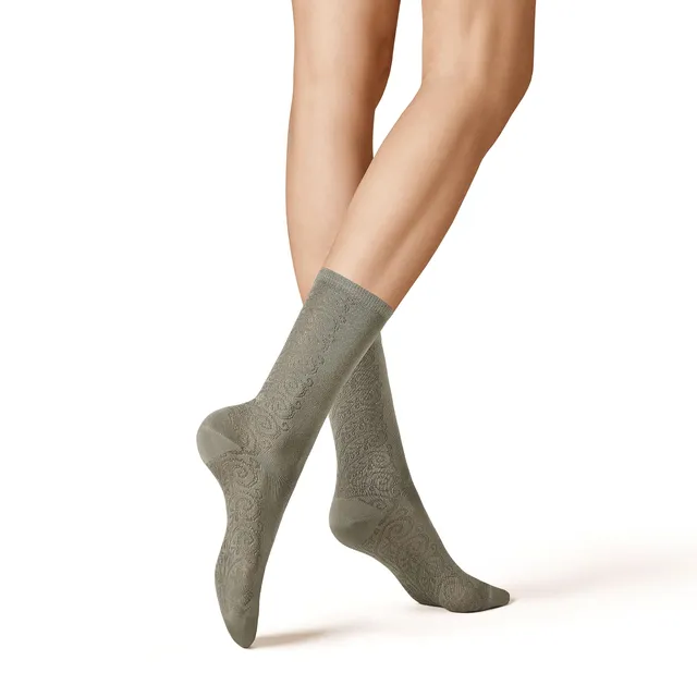 kunert-raffinesse-floral-ornament-socke-steel-grey-1er-pack image 1