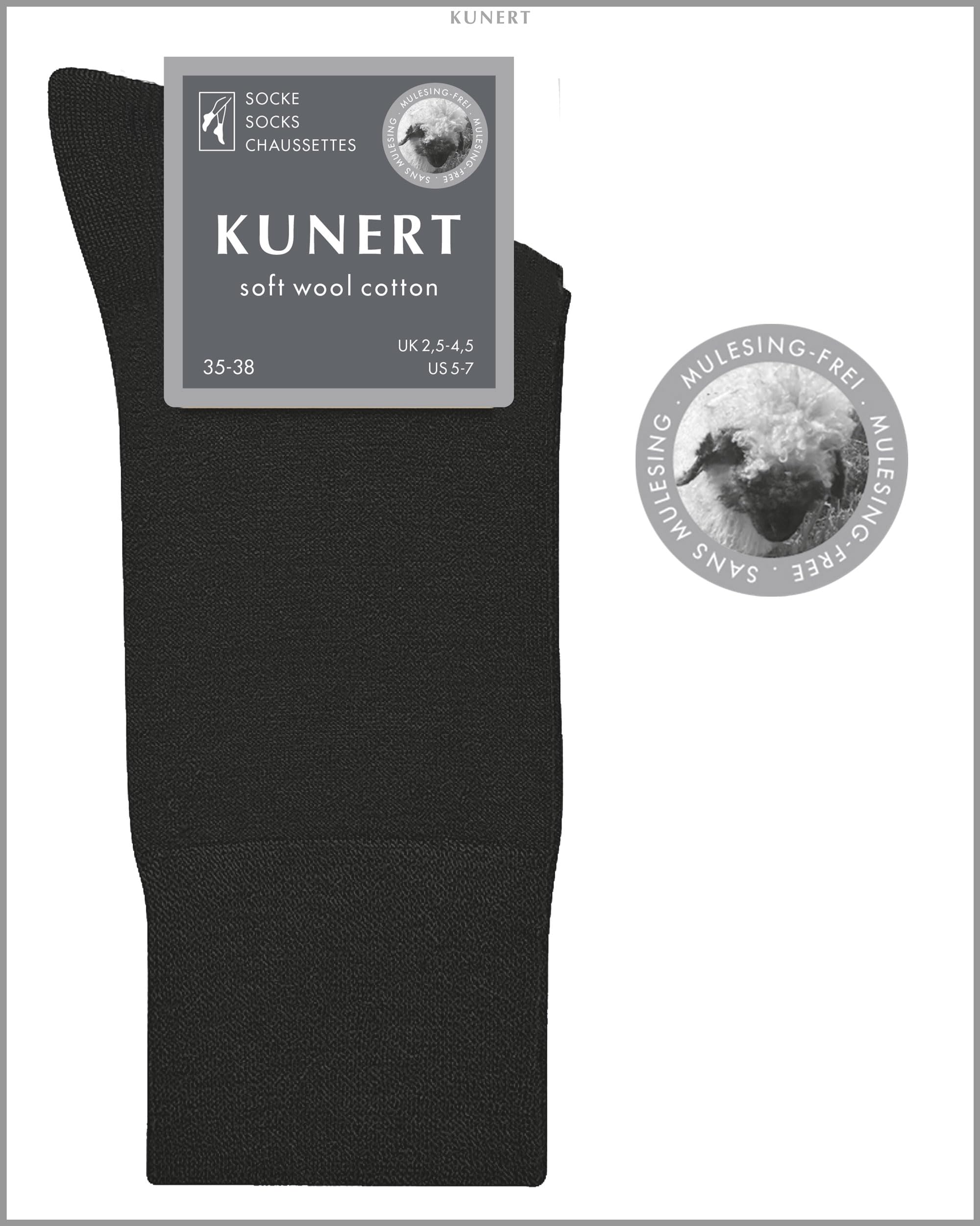 kunert-soft-wool-cotton-damensocken-schwarz-wolle-druckfrei image 4