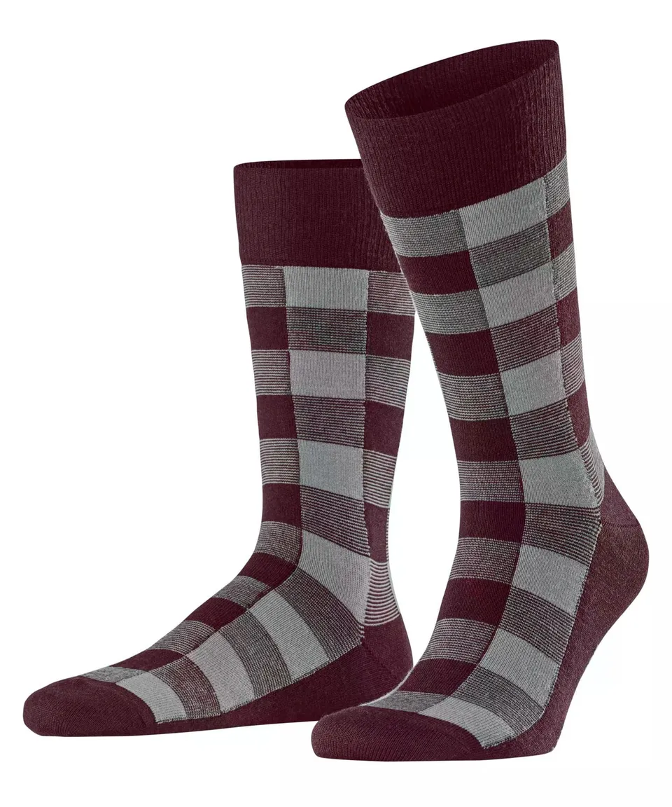 burlington-buffalo-check-herrensocken-schurwolle-rot-oxford-8430 image 1
