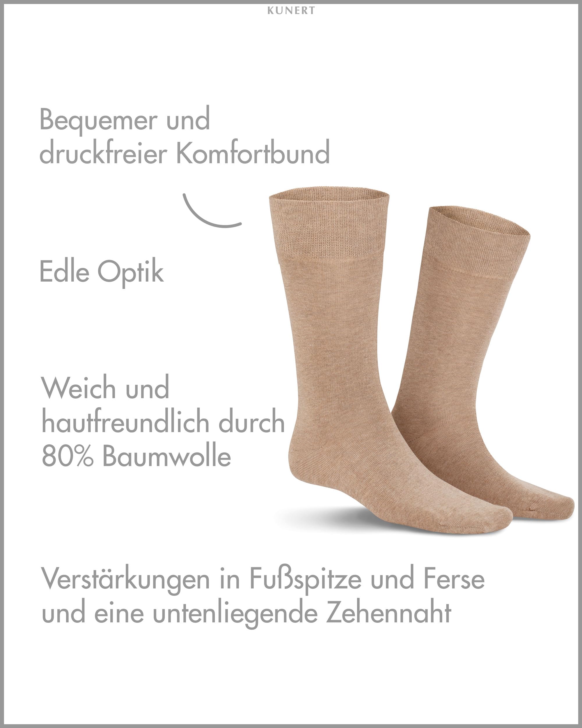 kunert-clark-herren-socken-beige-mel-2er-pack-baumwolle image 2