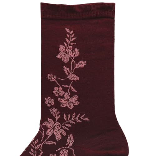 kunert-magical-flower-socken-bordeaux-35-38-blumenmuster image 4