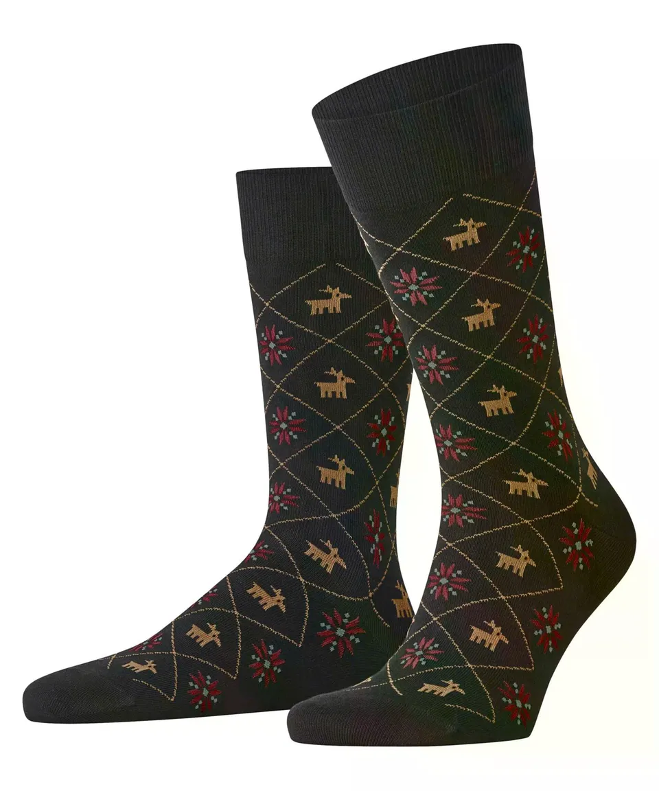 burlington-reindeer-herrensocken-baumwolle-schwarz-rentier image 1