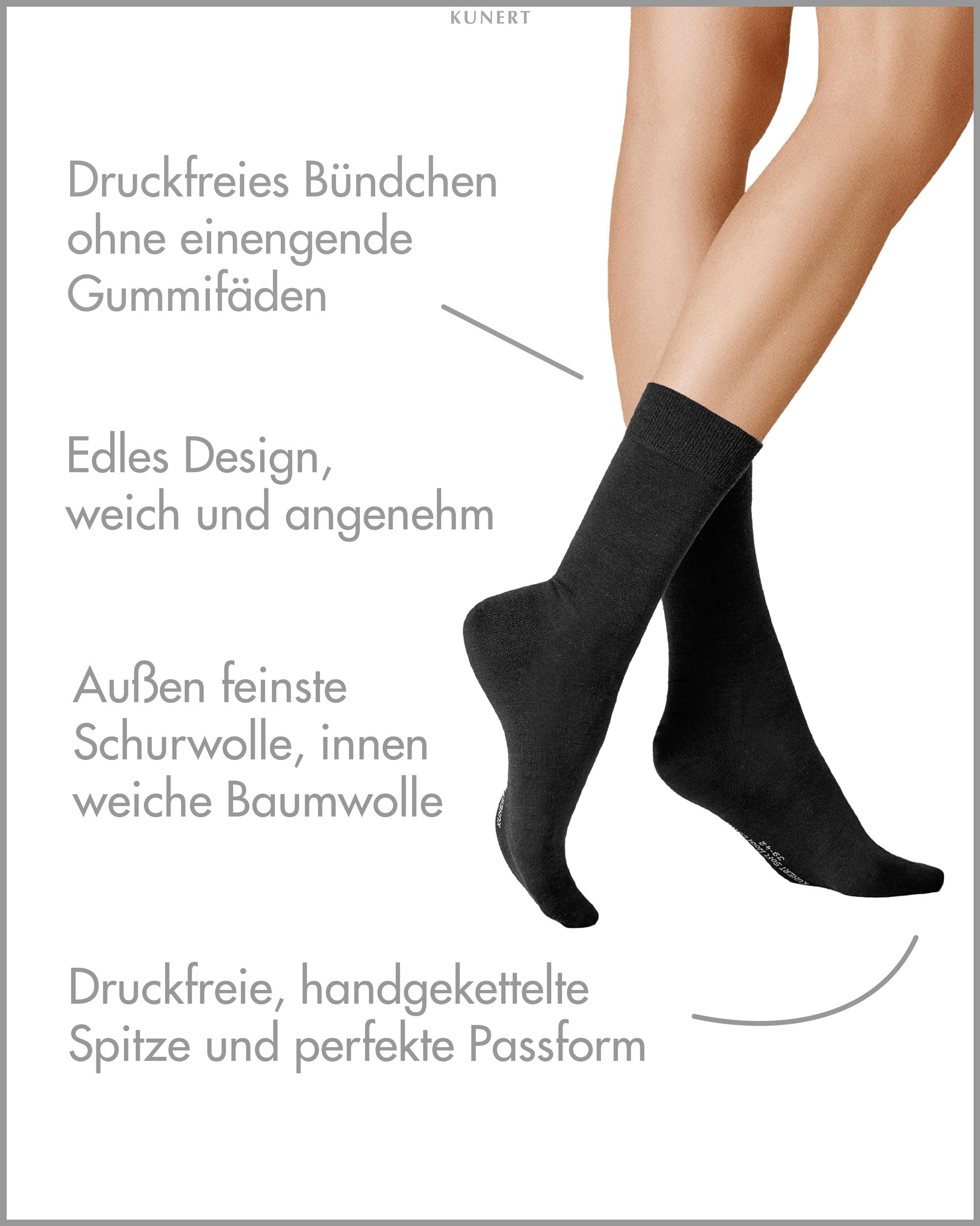 kunert-soft-wool-cotton-damensocken-schwarz-wolle-druckfrei image 2