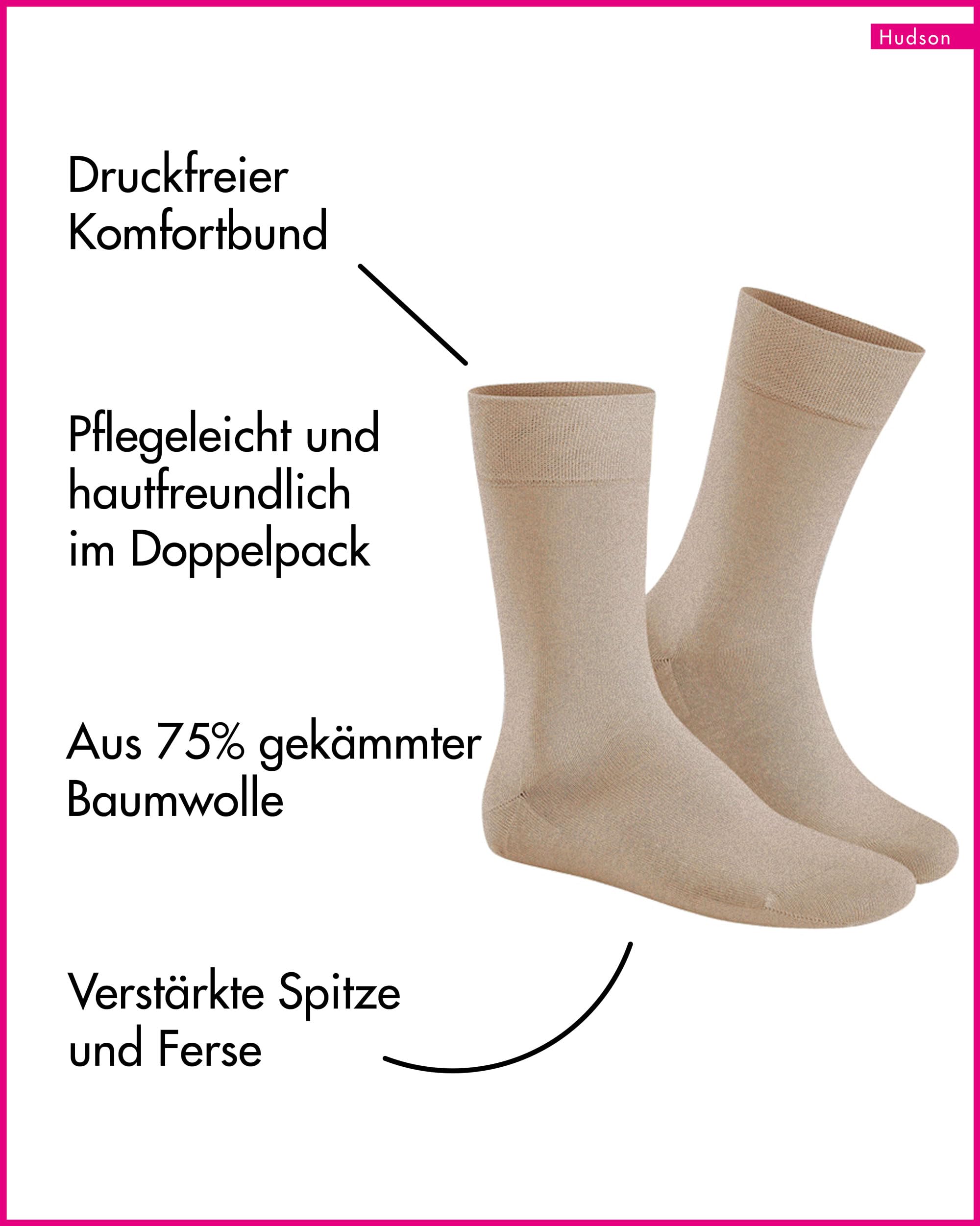 hudson-only-herren-socken-2er-pack-beige-mel-43-46 image 3